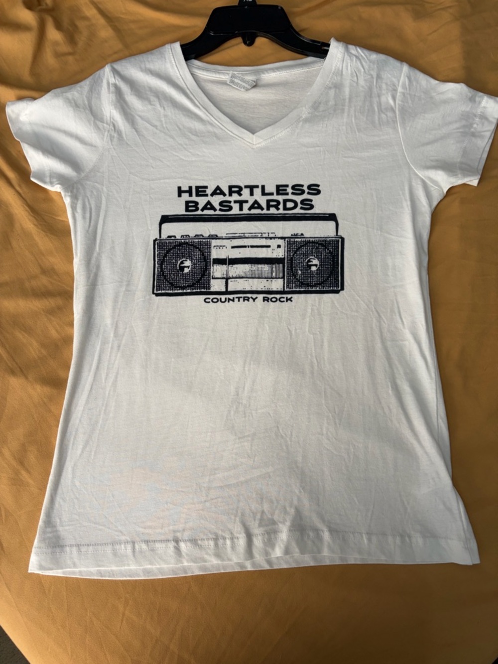 Heartless Bastards White V-Neck Graphic Tee